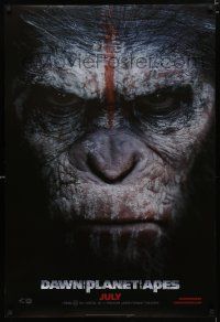 1z210 DAWN OF THE PLANET OF THE APES style A teaser DS 1sh '14 super close-up of Caesar!