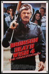 1z218 DEATH WISH 4 1sh '87 cool image of Charles Bronson w/assault rifle!