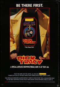 1z225 DICK TRACY advance DS 1sh '90 be first to see Beatty as Chester Gould's classic detective!