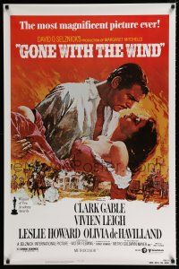 1z326 GONE WITH THE WIND 1sh R80s Clark Gable, Vivien Leigh, Leslie Howard, all-time classic!