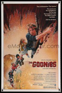 1z328 GOONIES 1sh '85 Josh Brolin, teen adventure classic, Drew Struzan art!