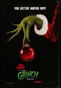 1z340 GRINCH int'l teaser DS 1sh '00 Jim Carrey, Ron Howard, Dr. Seuss' classic Christmas story!