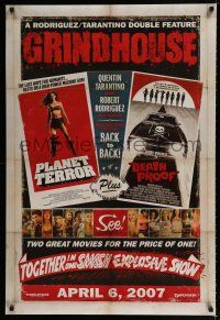 1z341 GRINDHOUSE advance DS 1sh '07 Rodriguez & Tarantino, Planet Terror & Death Proof!