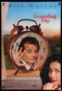 1z343 GROUNDHOG DAY DS 1sh '93 Bill Murray, Andie MacDowell, directed by Harold Ramis!