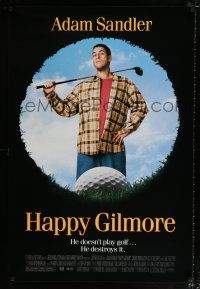 1z348 HAPPY GILMORE 1sh '96 great image of Adam Sandler, he doesn't play, he destroys golf!