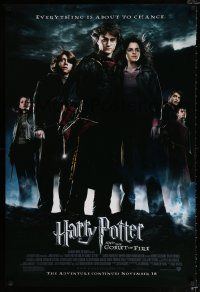 1z355 HARRY POTTER & THE GOBLET OF FIRE advance DS 1sh '05 Daniel Radcliffe, Emma Watson, Grint!