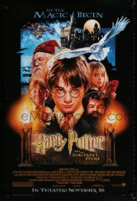 1z358 HARRY POTTER & THE PHILOSOPHER'S STONE advance DS 1sh '01 cool cast art by Drew Struzan!