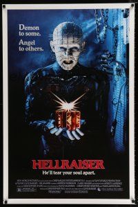 1z364 HELLRAISER 1sh '87 Clive Barker horror, great image of Pinhead, he'll tear your soul apart!