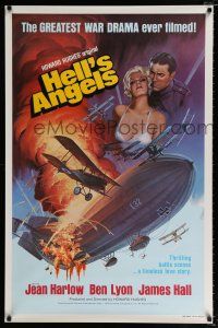 1z365 HELL'S ANGELS 1sh R79 Howard Hughes World War I classic, different art of sexy Jean Harlow!