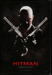 1z371 HITMAN style B int'l teaser DS 1sh '07 shadowy image of Timothy Olyphant as Agent 47!