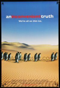 1z394 INCONVENIENT TRUTH int'l DS 1sh '06 Al Gore, penguins in desert, we're all on thin ice!