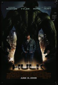 1z395 INCREDIBLE HULK advance DS 1sh '08 Liv Tyler, Edward Norton, cool image of Hulk!