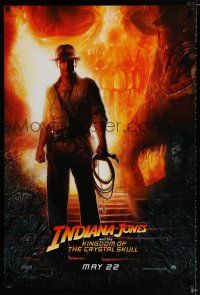 1z398 INDIANA JONES & THE KINGDOM OF THE CRYSTAL SKULL teaser DS 1sh '08 Drew art of Harrison Ford!