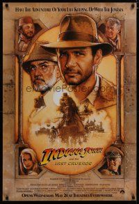 1z399 INDIANA JONES & THE LAST CRUSADE advance 1sh '89 art of Ford & Sean Connery by Struzan!