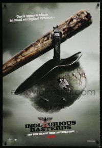 1z405 INGLOURIOUS BASTERDS teaser DS 1sh '09 Brad Pitt, cool image of bat & helmet!