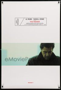 1z409 INSIDER advance DS 1sh '99 Michael Mann, cool close-up of Al Pacino!