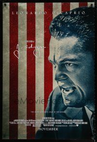 1z414 J. EDGAR advance DS 1sh '11 Leonardo DiCaprio in title role, cool American flag design!