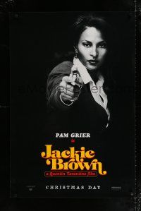 1z419 JACKIE BROWN teaser DS 1sh '97 Quentin Tarantino, cool image of Pam Grier in title role!