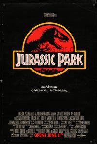 1z427 JURASSIC PARK advance 1sh '93 Spielberg, Attenborough re-creates dinosaurs!