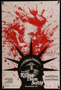 1z434 KILLING THEM SOFTLY teaser 1sh '12 Brad Pitt, James Gandolfini, Ray Liotta over Lady Liberty!