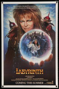 1z441 LABYRINTH teaser 1sh '86 Jim Henson, Chorney art of David Bowie & Jennifer Connelly!