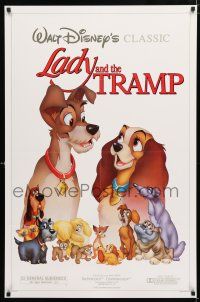 1z442 LADY & THE TRAMP 1sh R86 Walt Disney romantic canine dog classic cartoon!