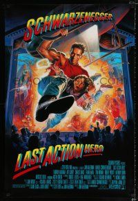 1z446 LAST ACTION HERO 1sh '93 cool artwork of Arnold Schwarzenegger by Morgan!