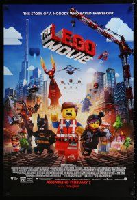 1z458 LEGO MOVIE advance DS 1sh '14 the story of a nobody who saved everybody!