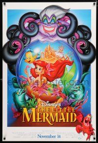 1z471 LITTLE MERMAID advance DS 1sh R97 great image of Ariel & cast, Disney underwater cartoon!