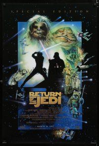 1z647 RETURN OF THE JEDI style E advance DS 1sh R97 Drew art from George Lucas sci-fi classic