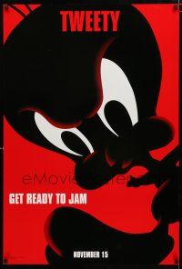 1z707 SPACE JAM teaser DS 1sh '96 great shadowy image of Tweety Bird!