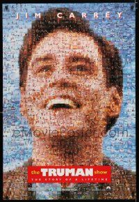 1z801 TRUMAN SHOW teaser DS 1sh '98 really cool mosaic art of Jim Carrey, Peter Weir