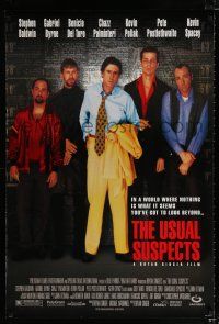 1z813 USUAL SUSPECTS DS 1sh '95 Kevin Spacey covering watch, Baldwin, Byrne, Palminteri, Singer!