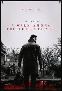 1z816 WALK AMONG THE TOMBSTONES teaser DS 1sh '14 Liam Neeson in graveyard w/gun!