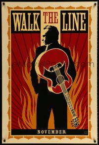 1z817 WALK THE LINE light November style A teaser 1sh '05 Shepard Fairey art of Phoenix as Cash!