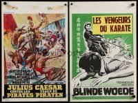 2a282 LOT OF 30 FORMERLY FOLDED BELGIAN POSTERS '50s-70s cool images from mostly non-U.S. movies!