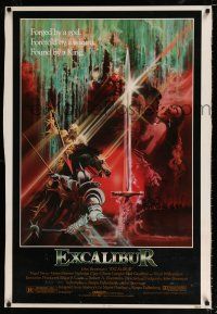 2c299 EXCALIBUR 30x40 '81 John Boorman, cool medieval fantasy sword artwork by Bob Peak!