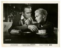 2d943 VERTIGO 8x10.25 still '58 James Stewart & blonde Kim Novak with coffee, Hitchcock!