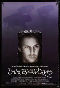 2f202 DANCES WITH WOLVES DS 1sh '90 different image of Kevin Costner & buffalo!