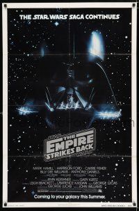 2f263 EMPIRE STRIKES BACK advance 1sh '80 cool c/u image of Darth Vader head!