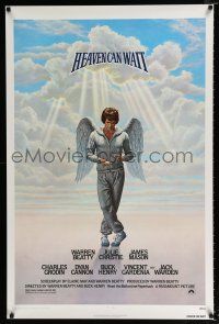 2f361 HEAVEN CAN WAIT 1sh '78 art of angel Warren Beatty wearing sweats, football!