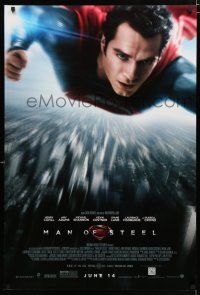 2f492 MAN OF STEEL advance DS 1sh '13 Henry Cavill in the title role as Superman flying!