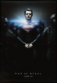 2f493 MAN OF STEEL teaser DS 1sh '13 Henry Cavill in the title role as Superman handcuffed!