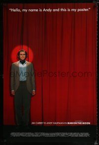 2f494 MAN ON THE MOON DS 1sh '99 Milos Forman, great image of Jim Carrey as Andy Kaufman on stage