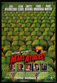 2f498 MARS ATTACKS! advance 1sh '96 directed by Tim Burton, great image of many alien brains!