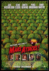 2f499 MARS ATTACKS! advance DS 1sh '96 directed by Tim Burton, great image of many alien brains!