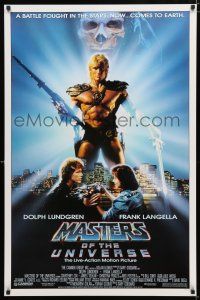 2f502 MASTERS OF THE UNIVERSE 1sh '87 great image of Dolph Lundgren as He-Man!