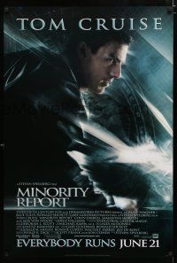 2f524 MINORITY REPORT style B advance 1sh '02 Steven Spielberg, Tom Cruise, Colin Farrell