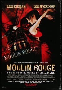 2f531 MOULIN ROUGE style G int'l DS 1sh '01 sexy Nicole Kidman & Ewan McGregor kissing!