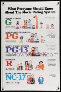 2f533 MOVIE RATING SYSTEM 1sh '90 helpful MPAA guide, cool artwork by Clarke!